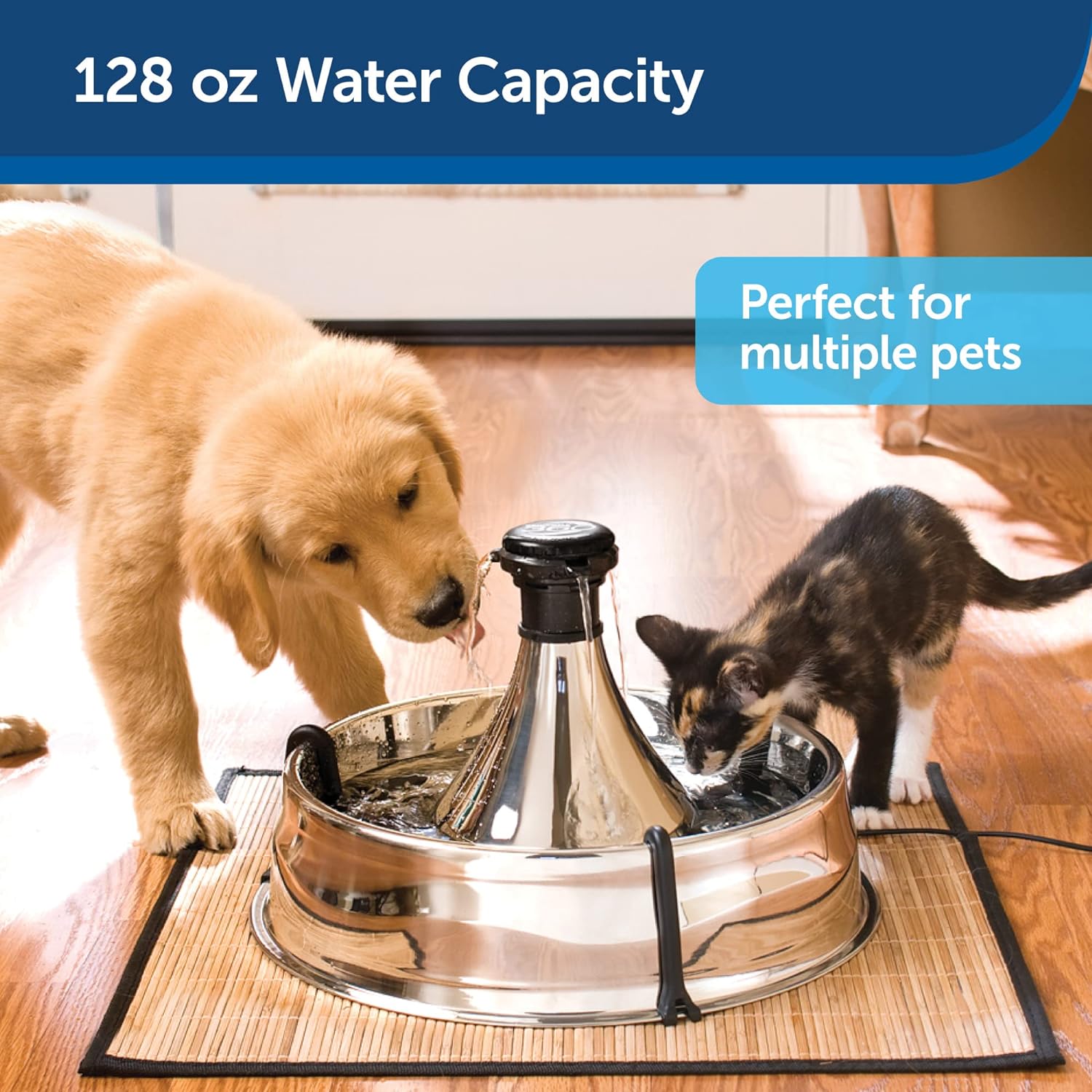 Dog and Cat Water Fountain -Stainless 360