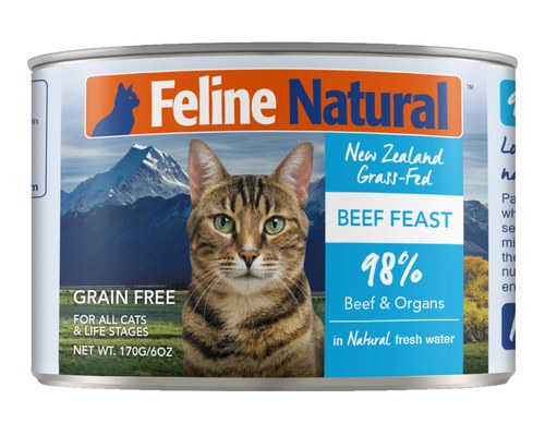 Beef Canned Wet Cat Food by Feline Naturals 6 oz