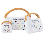 White Chewy Vuiton Handbag Dog Toy