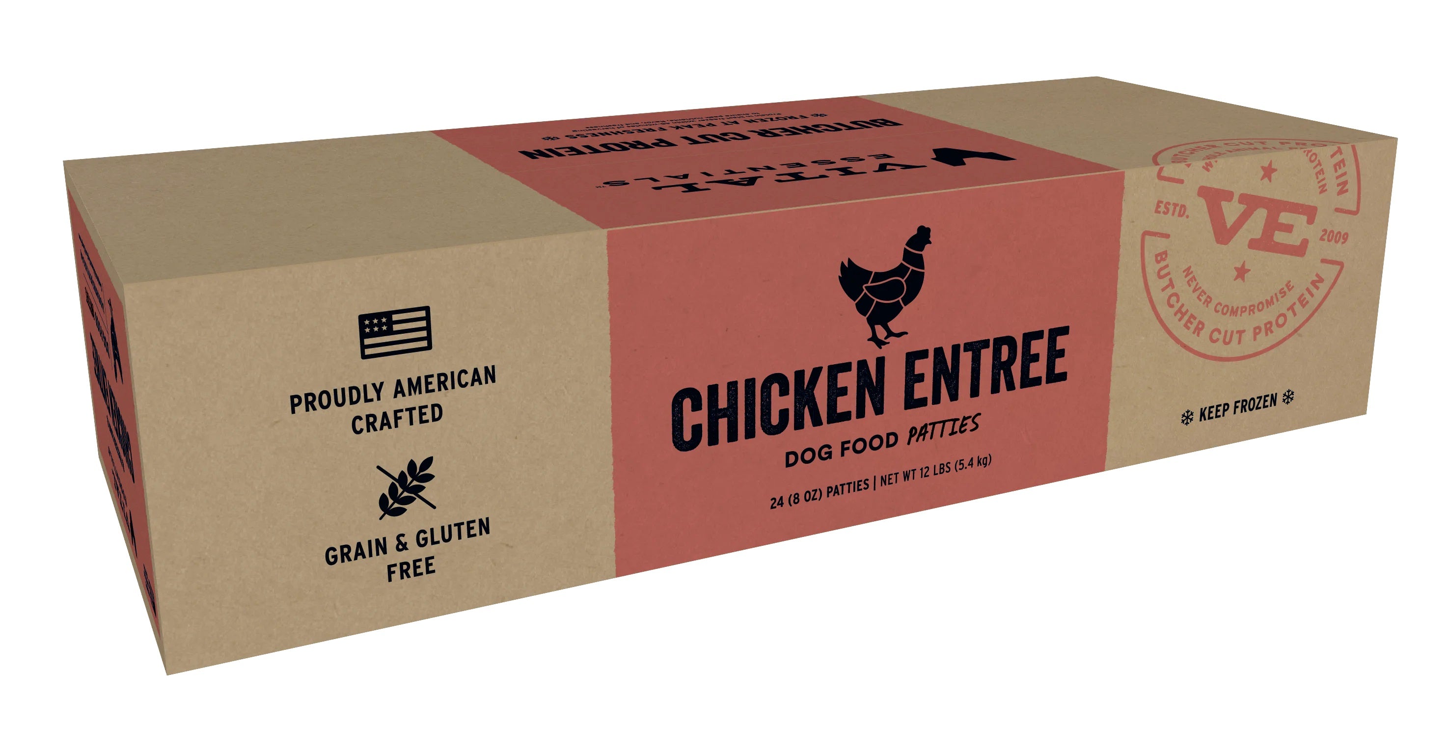 Chicken Patties Dog Food by Vital Essentials -Frozen (NO SHIPPING)