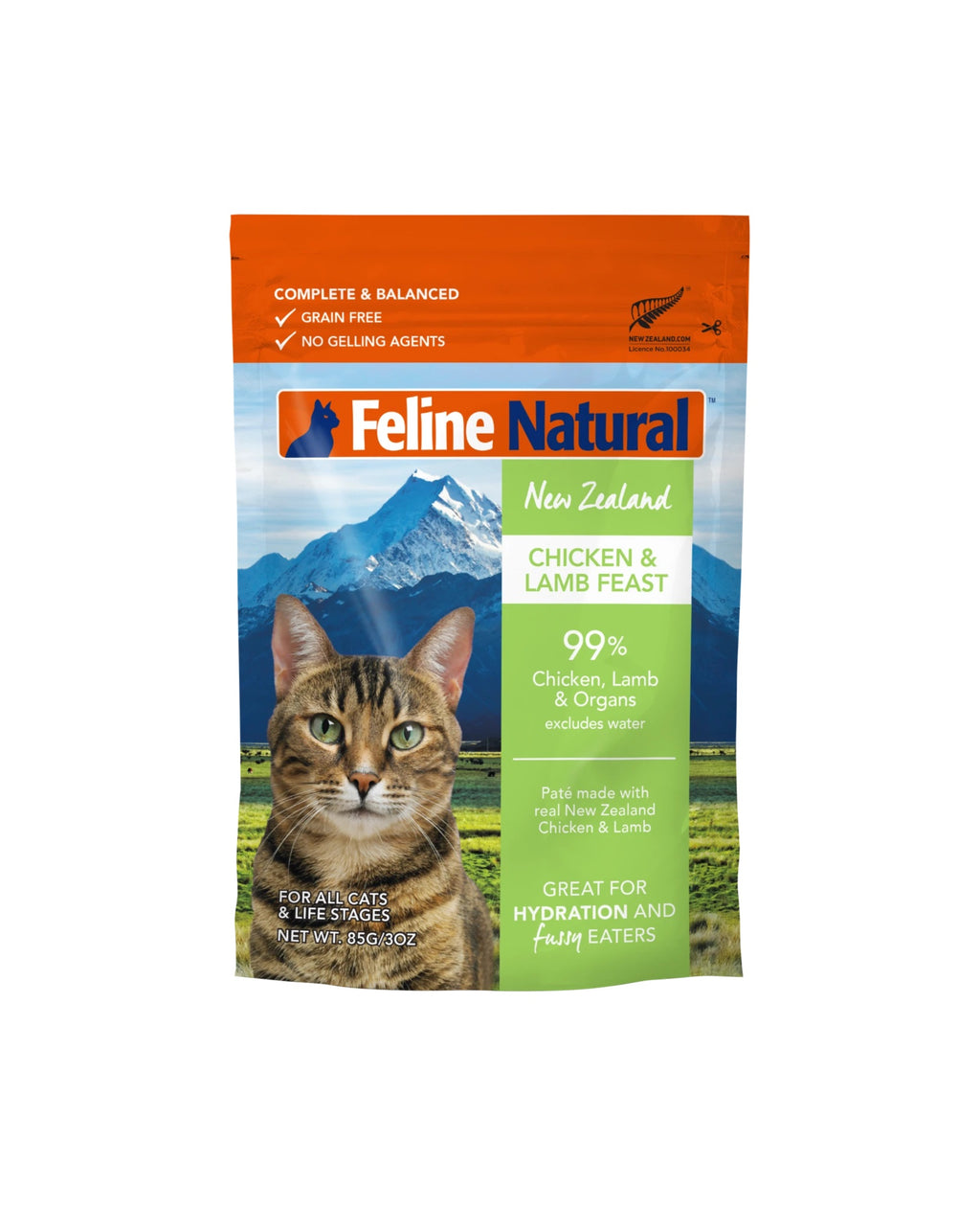 Chicken & Lamb Cat Wet Food Pouch by Feline Naturals, 3 oz