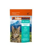 Beef & Hoki Wet Cat Food Pouch by Feline Naturals, 3 oz