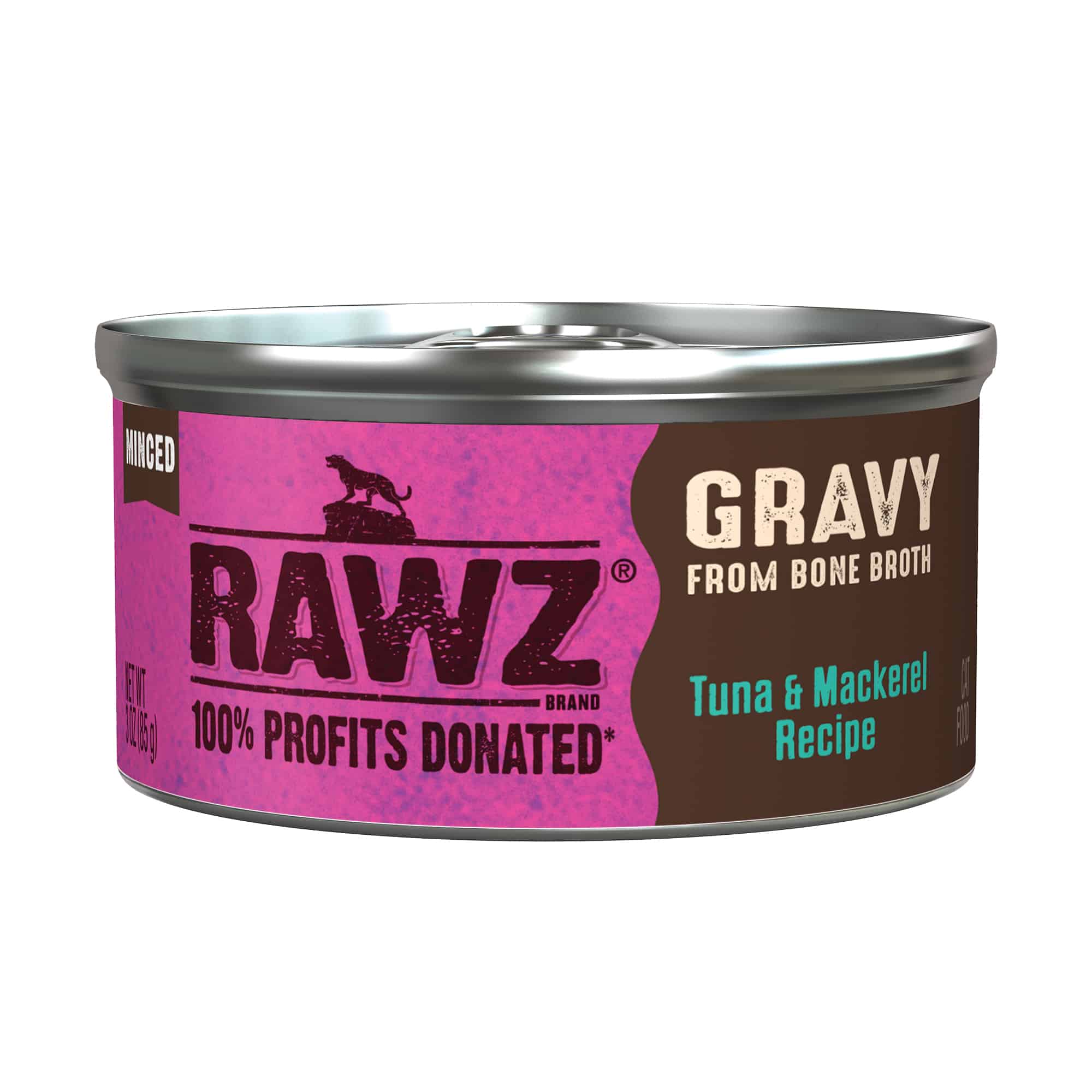 Gravy Minced Tuna Mackerel Wet Cat Food by Rawz, 5.5oz