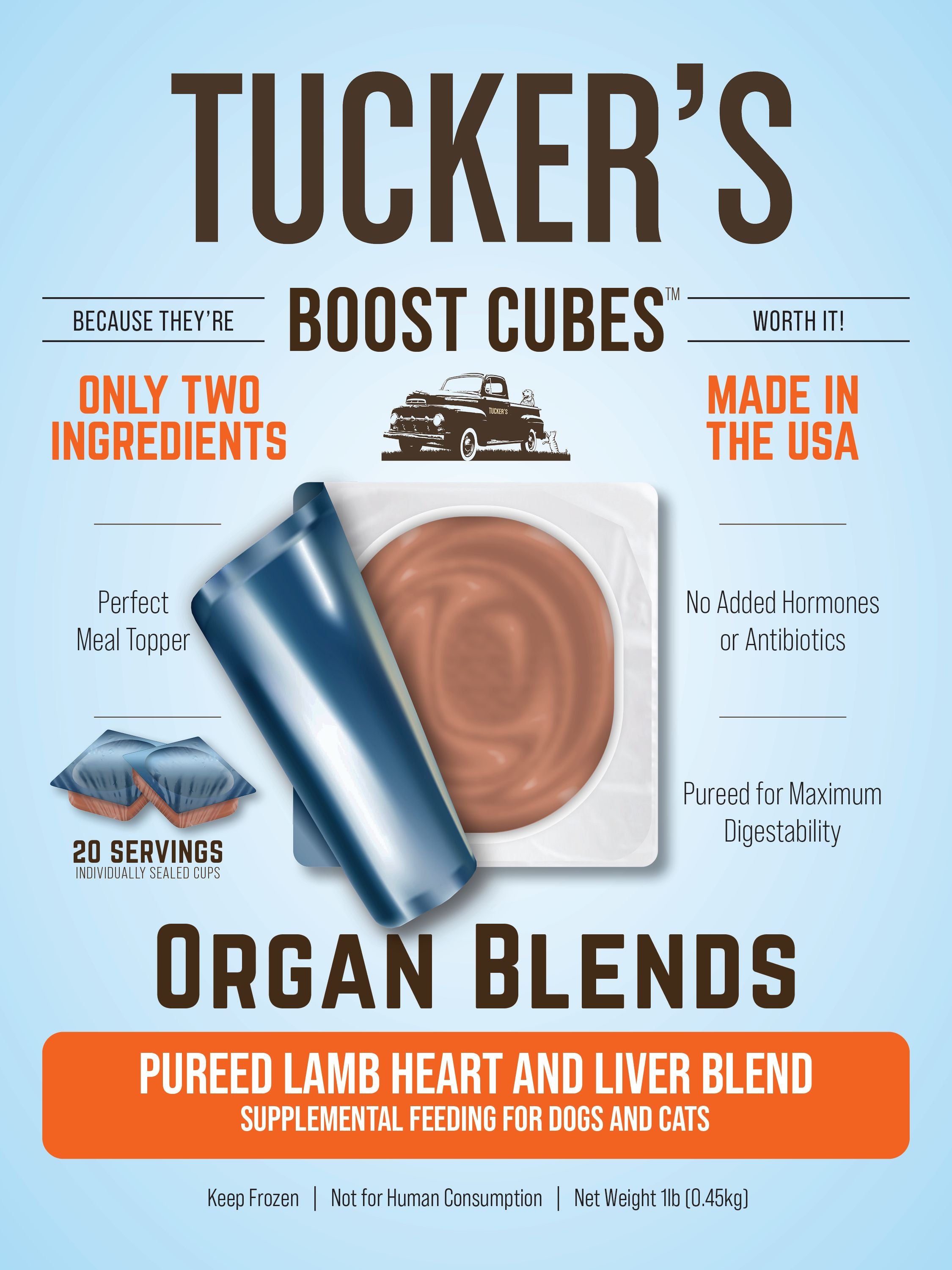 Frozen Pureed Lamb Heart and Liver Blend Boost Cubes  (No Shipping)