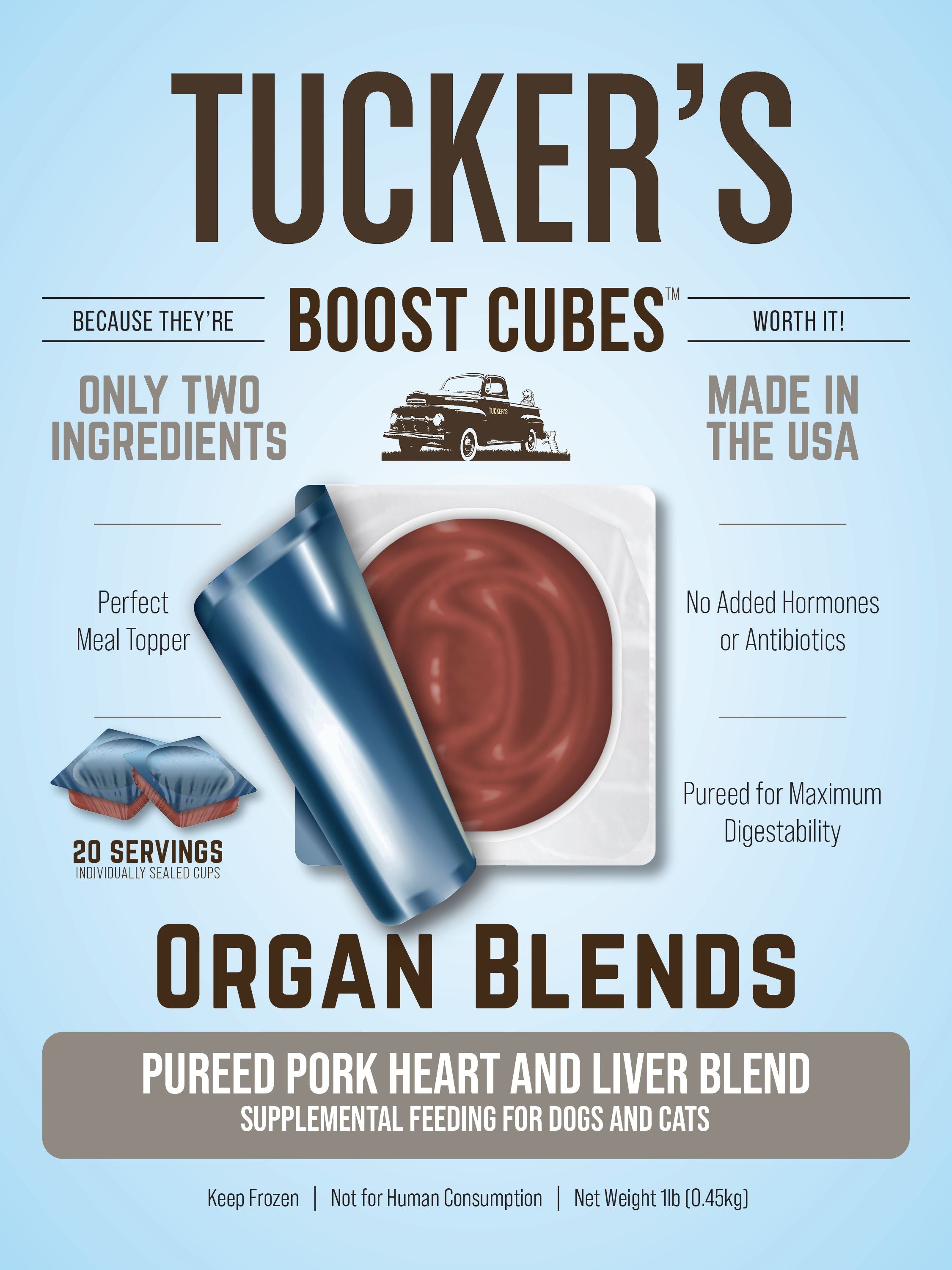 Frozen Pureed Pork Heart and Liver Blend Boost Cubes  (No Shipping)