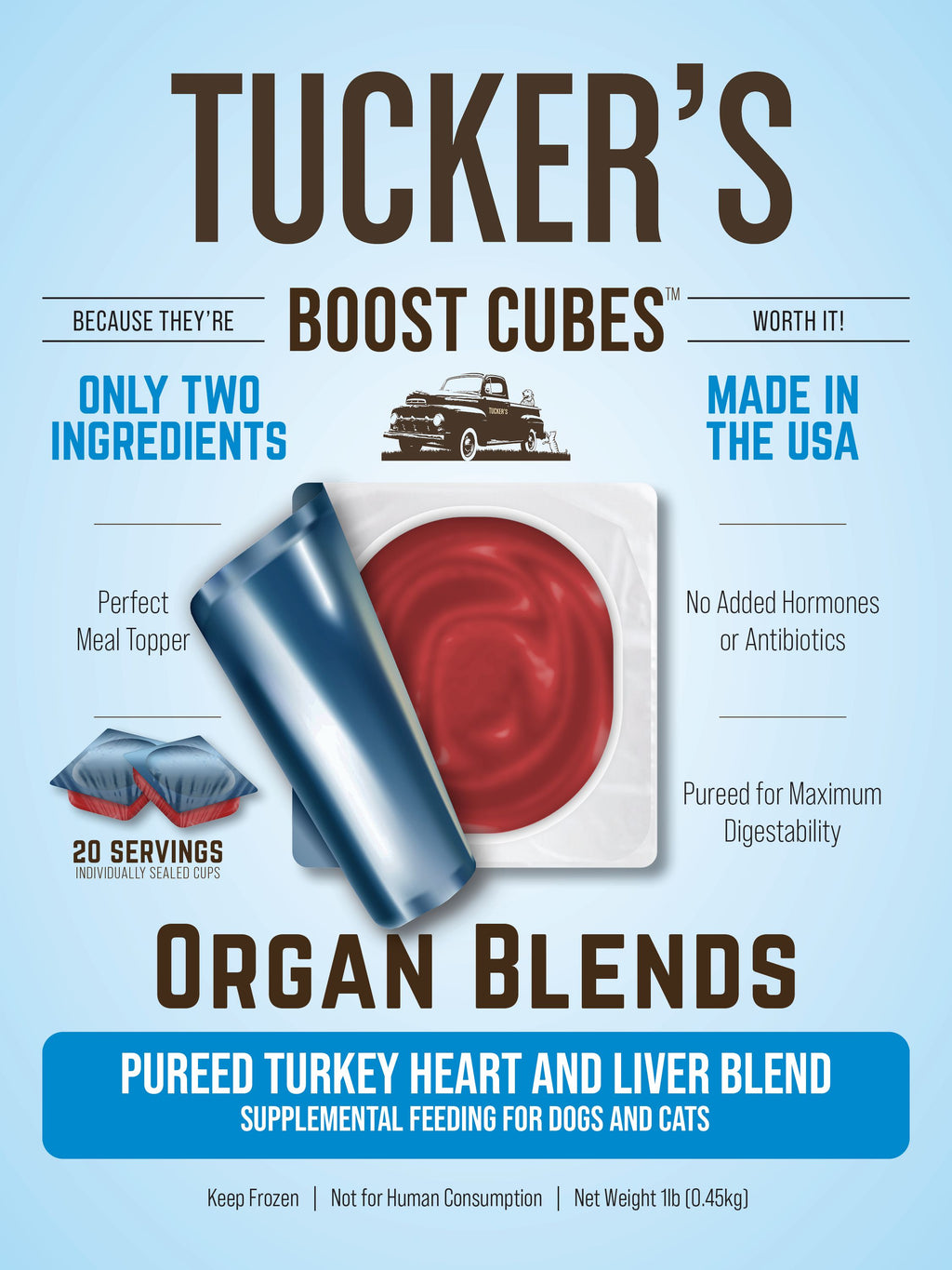 Frozen Pureed Turkey Heart and Liver Blend Boost Cubes  (No Shipping)