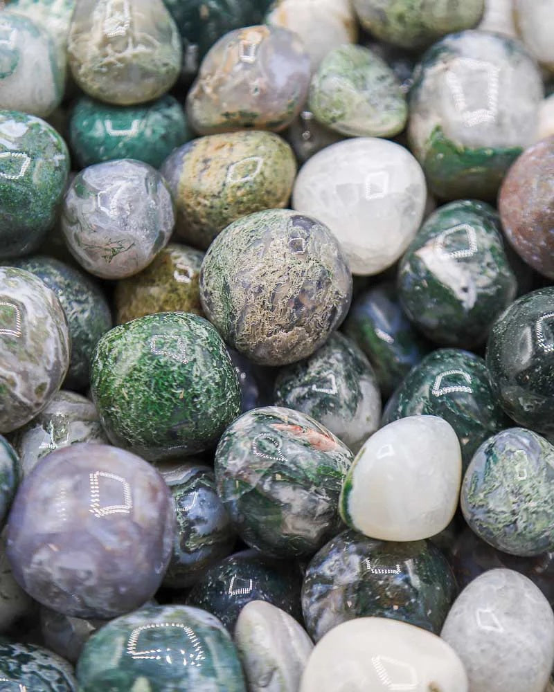 Tumbled Moss Agate, Sizes Vary