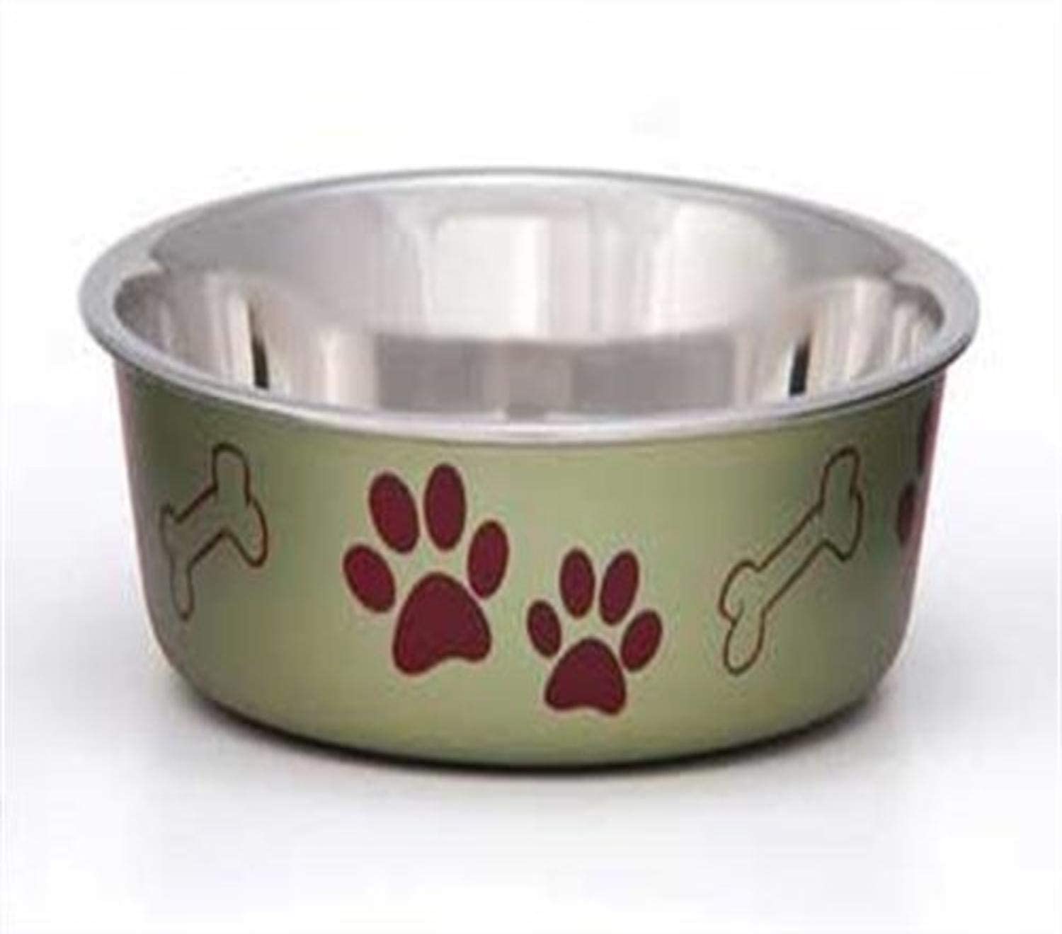 Bella Matte and Stainless Steel Pet Dish, Artichoke