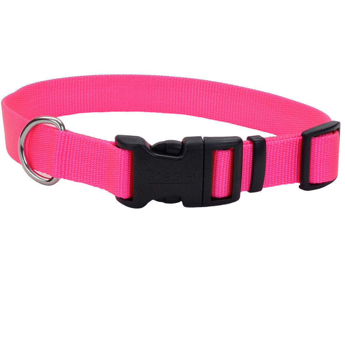 Coastal Tuff Buckle Adjustable Nylon Collar, Neon Pink