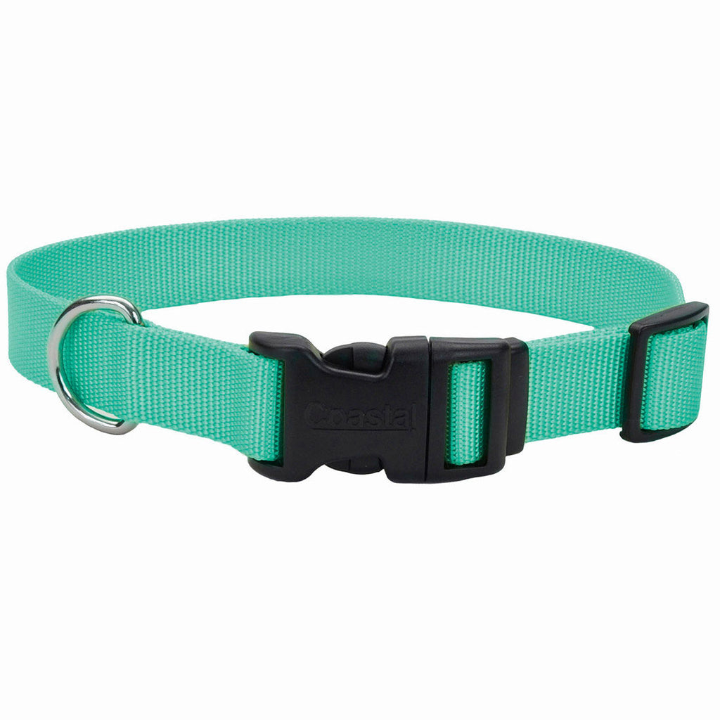 Coastal Adjustable Dog Collar with Plastic Buckle, Teal