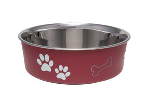 Bella Matte and Stainless Steel Pet Dish, Merlot