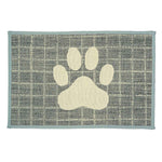 Paw Print Food & Water Bowl Fashion Mats in Plaid